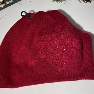 Red knitted sequenced sweater hat ~ New with tags ~ Holidays Gifts we Love